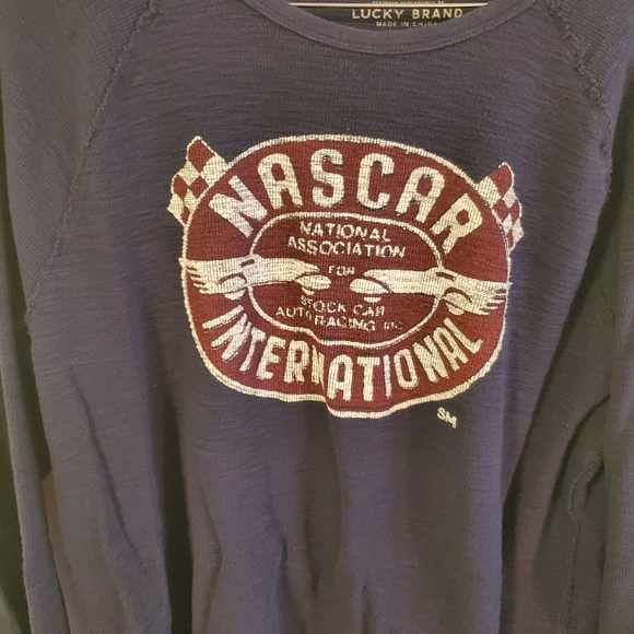 Lucky brand Nascar International long sleeve thermal tee size XL blue red - Picture 4 of 13